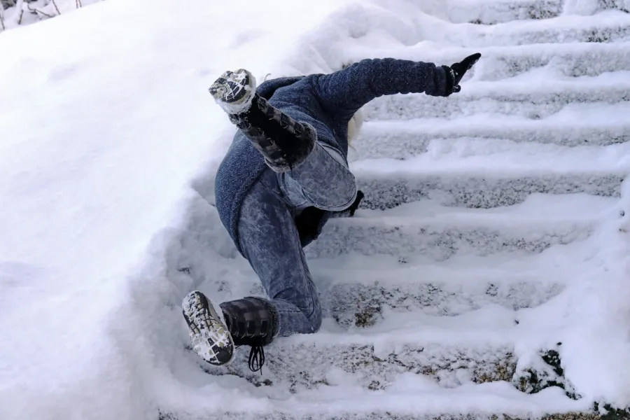 Icy stairs where a slip and fall can happen
